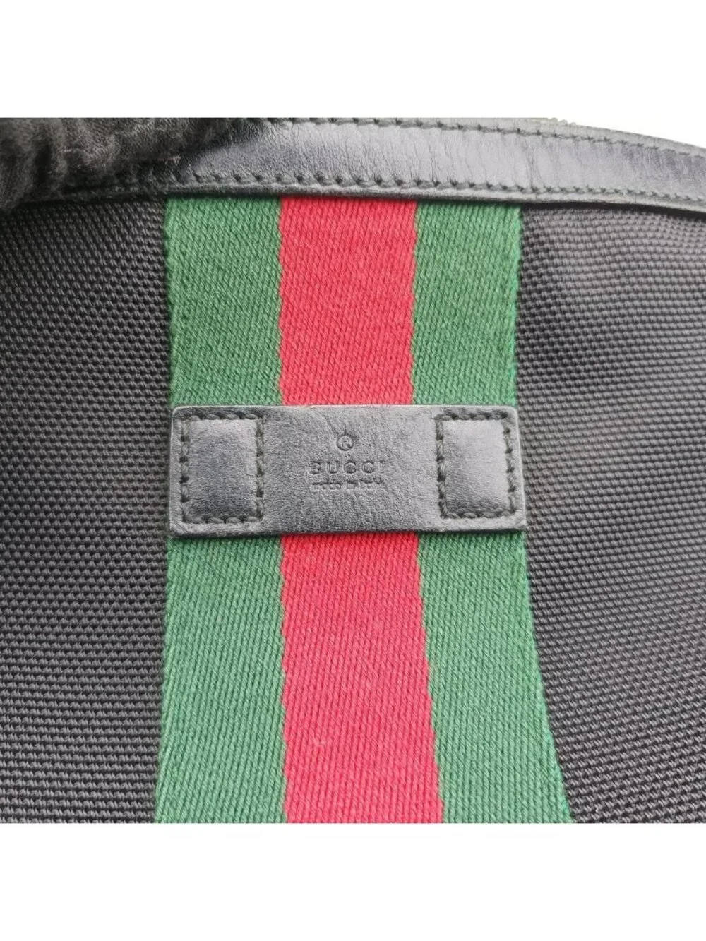 Gucci Sherry Line Black Red Green Canvas Tote
